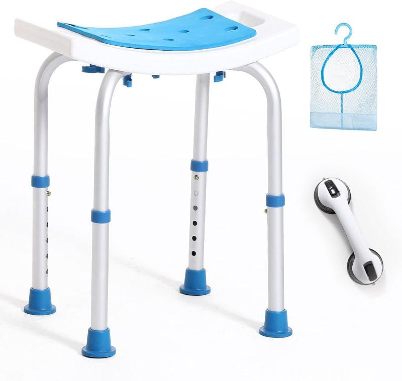 Photo 1 of FSA/HSA Eligible Shower Chair for Inside Shower, Shower Stool with Free Assist Grab Bar/Toiletry Bag, Tool-Free Assembly Shower Seat for Bathtub, Shower...
