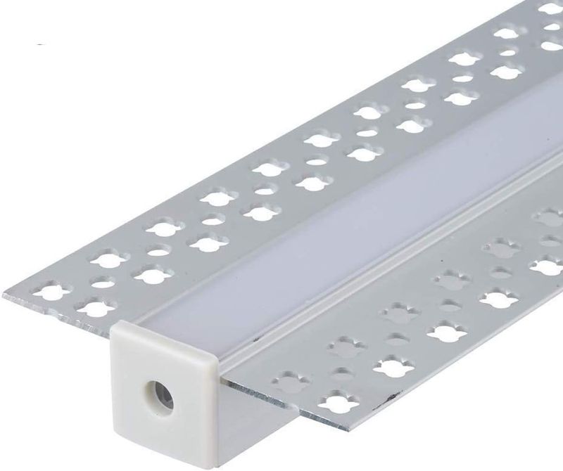 Photo 1 of 5-Pack 6.6FT/2 Meter Plaster-in Recessed Slim LED Aluminum Channel with Flange for LED Strip, Aluminium LED Profile with Clip-in Diffuser and End Caps
