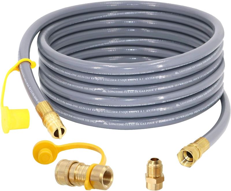 Photo 1 of 24 Feet 1/2-Inch Natural Gas Hose with Quick Connect Fitting for BBQ, Grill, Pizza Oven, Patio Heater and More NG Appliance, Propane to Natural Gas Conversion Kit - CSA Certified
