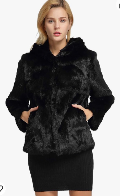 Photo 1 of Fur Story Women's Genuine Rabbit Fur Coat Fuzzy Warm Fur Jacket Winter Outware