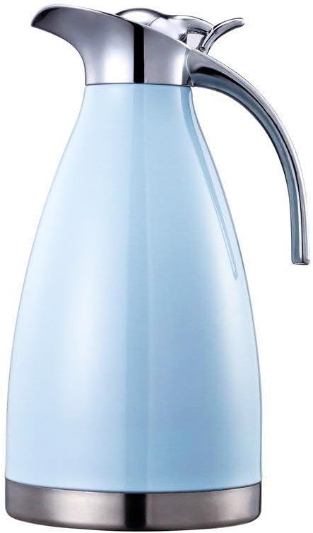 Photo 1 of Bonnoces 68 Oz Stainless Steel Thermal Carafe - Double Walled Vacuum Insualted Thermos/Carafe with Lid - Coffee/Tea Carafe Heat & Cold Retention - 2 Liter Blue