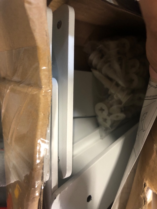 Photo 1 of ZGO Floating Shelf Brackets, Shelf Brackets Heavy Duty, White Metal L Brackets for Shelves, Wall Brackets for Shelves, 12 Inch Floating Shelf Hardware(6 Pack) 12Inch 6Pack White Finish