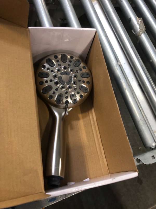 Photo 3 of ****USED*** Couradric Handheld Shower Head, 6 Spray Setting High Pressure Shower Head with Brass Swivel Ball Bracket and Extra Long Stainless Steel Hose, Brushed Nickel, 5" Standard 2.5 GPM Brushed Nickel