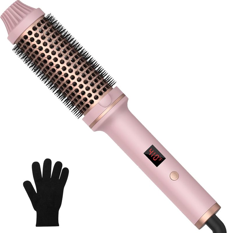 Photo 1 of 1.5 in Thermal Brush, 10 Temps LCD Display Up to 410°F Curling Brush Curling Iron Heated Curling Brush, Double PTC Ceramic Tourmaline Ionic Volumizing Brush, 110-240V Travel Curling Iron Curling Comb
