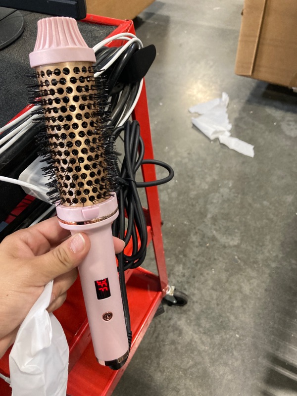 Photo 2 of 1.5 in Thermal Brush, 10 Temps LCD Display Up to 410°F Curling Brush Curling Iron Heated Curling Brush, Double PTC Ceramic Tourmaline Ionic Volumizing Brush, 110-240V Travel Curling Iron Curling Comb
