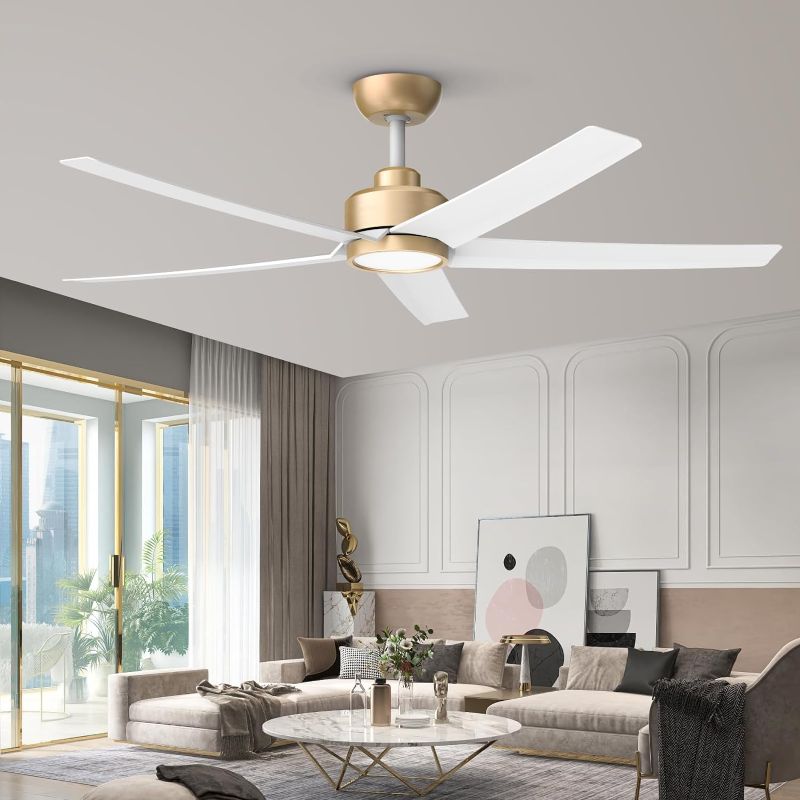 Photo 1 of **PARTS ONLY** ocioc 52 inch Ceiling Fans with Lights and Remote Control Ultra Quiet DC Motor 3 Color Temperatures Modern Ceiling Fan for Bedroom Kitchen Indoor Covered Outdoor Gold