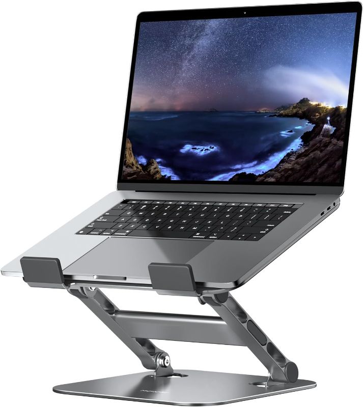 Photo 1 of MCHOSE Adjustable Laptop Stand, Laptop Stand for Desk, Aluminum Computer Stand Portable Laptop Riser, Foldable Laptop Holder for Mac HP ASUS Acer Surface ThinkPad Dell Lenovo?Grey