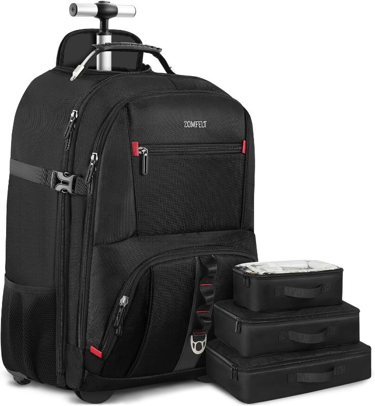 Photo 1 of *** MISSING PARTS***
OMFELT Rolling Backpack, Travel Backpack with Wheels, Carry on Backpack with 3 Packing Cubes, 17.3 Inch Wheeled Laptop Backpack for Men Women Adults to Travel Work Business