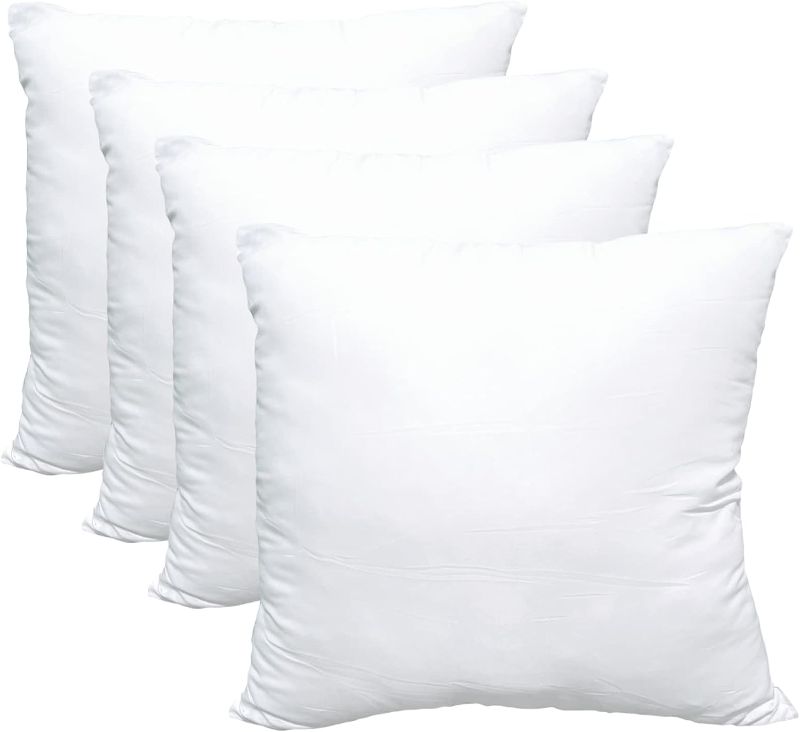 Photo 1 of Obruosci Luxury Set of 4 Throw Pillow Inserts, 18 x 18 Hypoallergenic Ultra Soft White Polyester Microfiber Durable Couch Cushion Fillers 18x18 Inch(Pack of 6)
