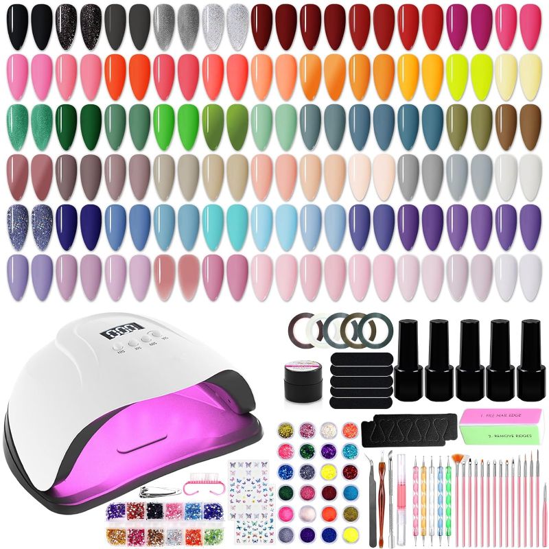 Photo 1 of DSONE 60 PCS Gel Nail Polish Kit with U V Light Base and Matte Glossy Top Coat Nail Gel Polish Soak off Manicure Accessory Tools Suitable for All Seasons