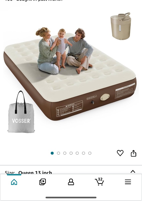 Photo 1 of Air Mattress Queen with Built in Pump, Inflatable Mattress with Waterproof Flocked Top,Fast & Easy Blow Up Mattress with Carry Bag, Thicker Airbed for Home, Camping & Guests