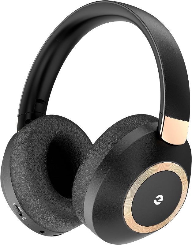 Photo 1 of Active Noise Cancelling Headphones, 100H Playtime Headphones Wireless Bluetooth, Bluetooth Headphones with Microphone, Over- Ear Wireless Headphones with Deep Bass for Travel (Black)
