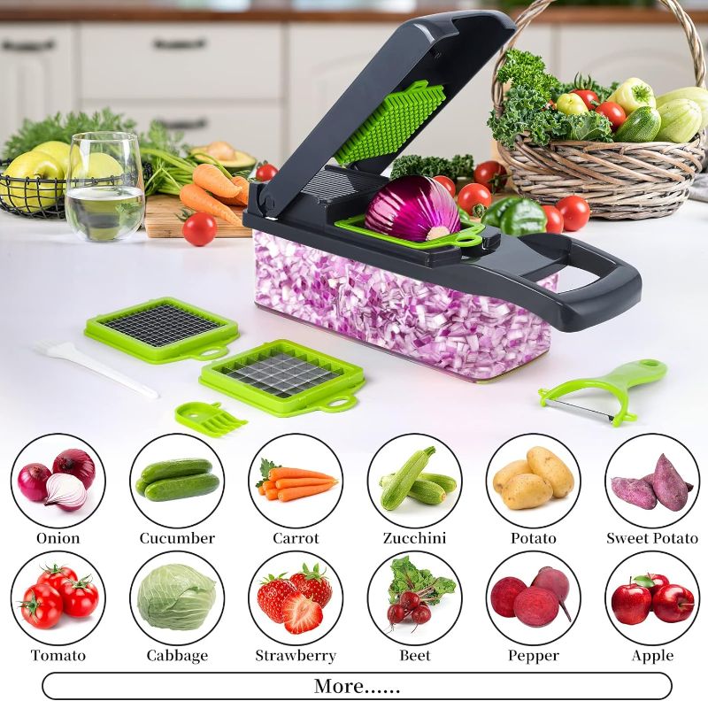 Photo 1 of *** MISSING PARTS***
Vegetable Chopper, Pro Onion Chopper, 14 in 1Multifunctional Food Chopper, Kitchen Vegetable Slicer Dicer Cutter,Veggie Chopper With 8 Blades,Carrot Chopper With Container (Grey)
