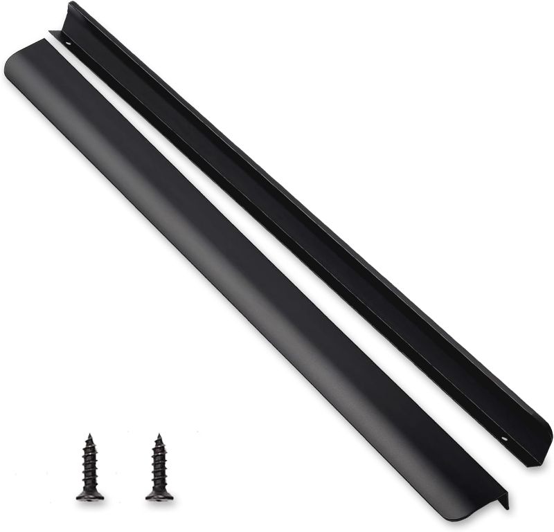 Photo 1 of 10 Pack 24" (600mm) Overall Length Edge Finger Pull,Matte Black Concealed Kitchen Cabinet Handle,Top Mount Flat Cabinet Pulls for Cupboard Door Drawer,6814
