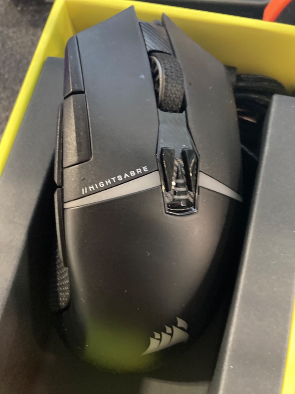 Photo 1 of Corsair NIGHTSABRE RGB Wireless Gaming Mouse for FPS, MOBA - 26,000 DPI - 11 Programmable Buttons - Up to 100hrs Battery - iCUE Compatible - Black NIGHTSABRE / Wireless