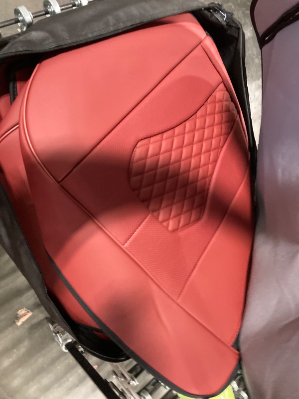 Photo 4 of Coverado Leather Seat Covers Full Set, 5 Seats Universal Seat Covers for Cars, Waterproof Luxury Leatherette Seat Cushions, Front and Rear Seat Protectors, Auto Seat Covers Fit for Most Vehicles Red Red FullSet