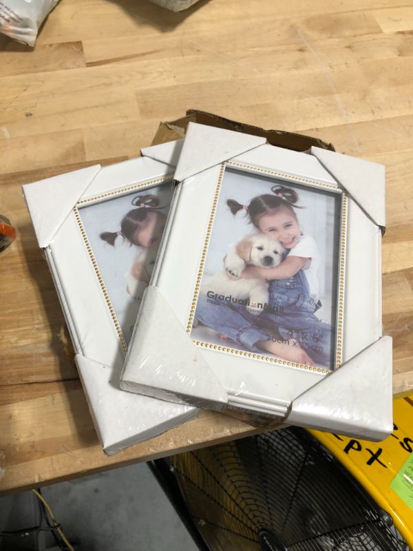 Photo 3 of GraduationMall 4x6 Picture Frames, Real Glass, Display Photos for Wall or Tabletop, White with Gold Beads, 2-Pack White With Gold Beads 4x6, 2-Pack