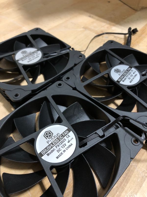 Photo 4 of 3 Pack Black 120mm PC Case Fans High Airflow Low-Noise High Performance Fan Speed at 1200 RPM 12V 3PIN Connector Compatible with Desktop Computer case