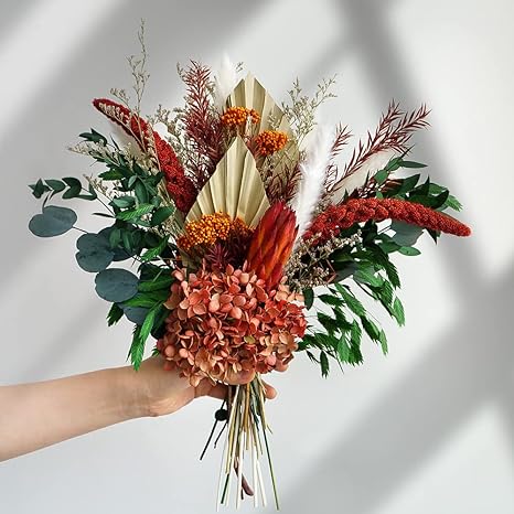 Photo 1 of 100% Natural Dried Flower Bouquet | Boho Home Decor Bouquet | 17" Floral Arrangements for Home Wedding Decorations