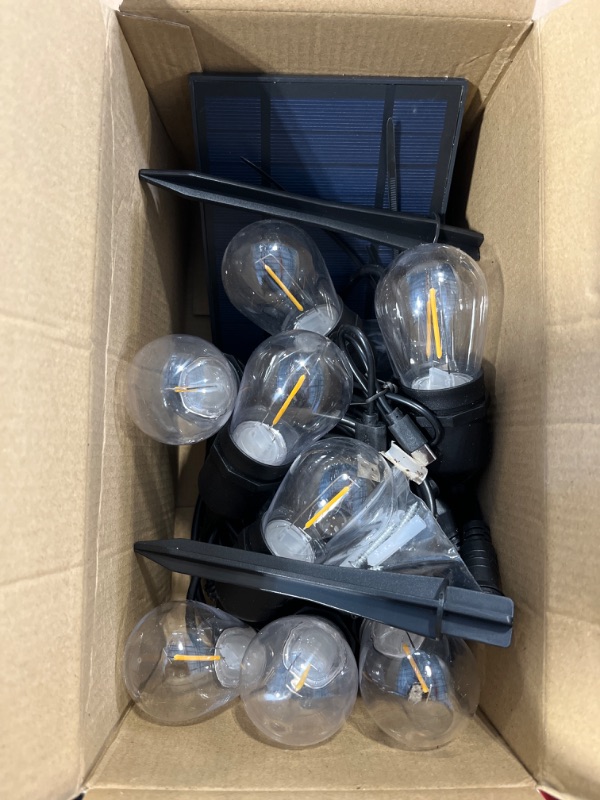 Photo 1 of 35FT Solar String Lights Outdoor Waterproof, Outdoor String Lights Solar Powered, Patio Lights with S14 Shatterproof Sockets, IP65 Commercial Grade LED Solar String Lights for Outside