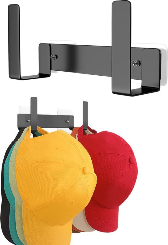 Photo 1 of 1-Pack Hat Rack for Baseball Caps, Stainless Steel Hat Organizer for Baseball Cap, Hat Holder Storage, Hat Hanger Strong Adhesive/Wall Drilled for Door, Bedroom, Closet