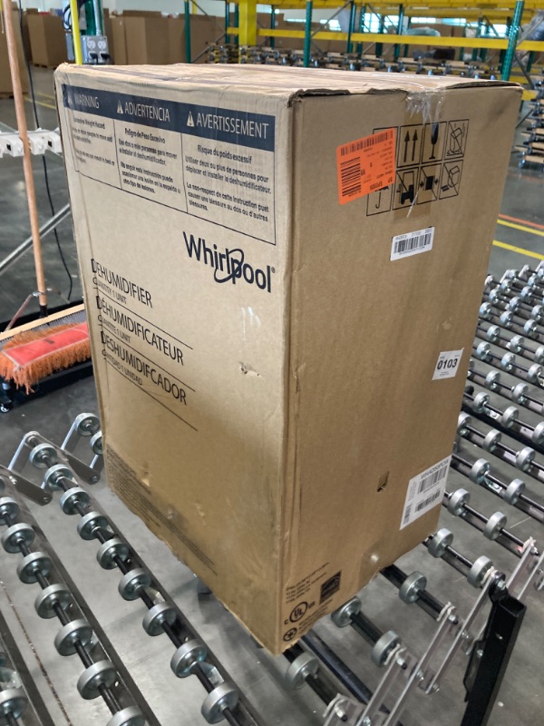 Photo 2 of Whirlpool 50-Pint Portable Dehumidifier for Basement, Garage, and Living Room, 115V, Dehumidifier for Rooms up to 4500 Sq. Ft. with Energy Star Certification, Auto-Shutoff, and Timer in White
