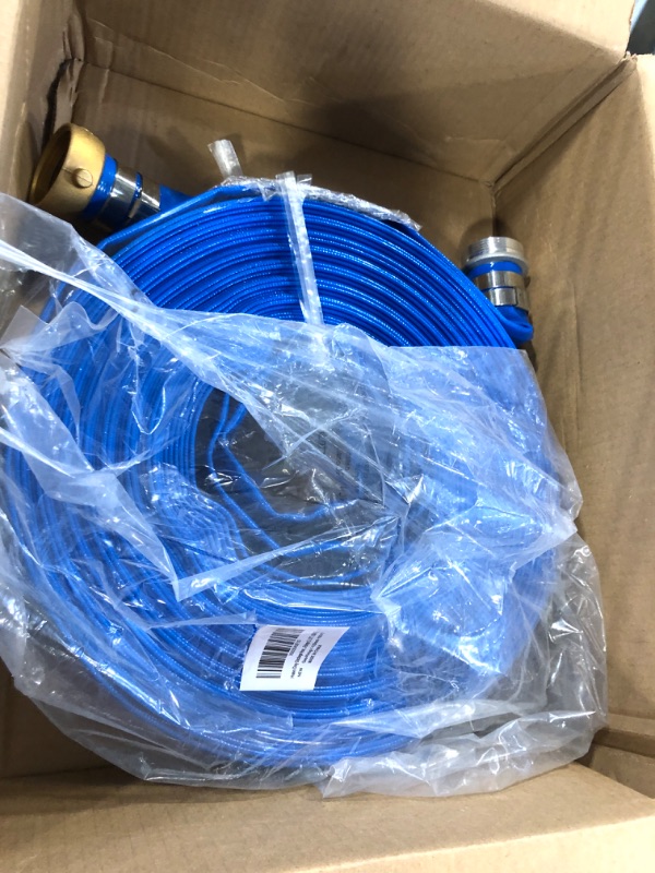 Photo 2 of 1-1/2" x 100? PVC Lay Flat Water Pump Discharge Hose With Aluminum Pin Lug Fittings, Heavy Duty Reinforced Pool Backwash Hose Assembly 1-1/2'' x 100 FT