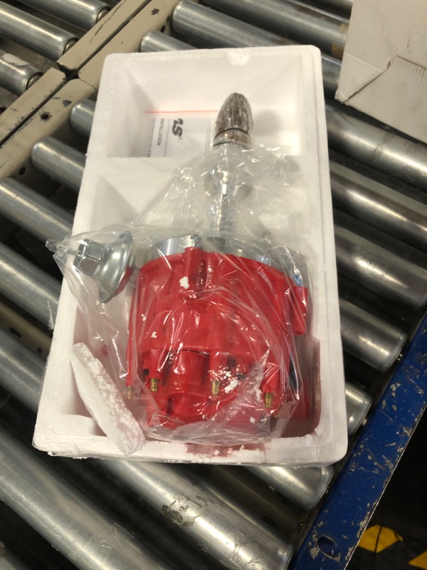 Photo 2 of MAS Ignition Distributor w/Cap & Rotor 1040011 65K Coil Small Block Compatible with Pontiac 301ci 326ci 350ci 389ci 400ci 421ci 428ci 455ci V8 HEI One Wire Installation Red Cap