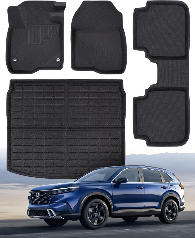 Photo 1 of for Honda CRV 2024 2023 Floor Mats & Cargo Liner (Gas & Hybrid), All Weather Custom Fit XPE Car Floor Liners and Trunk Mat Full Set for Honda CR-V Accessories 2023 2024 Gift, 4PCS