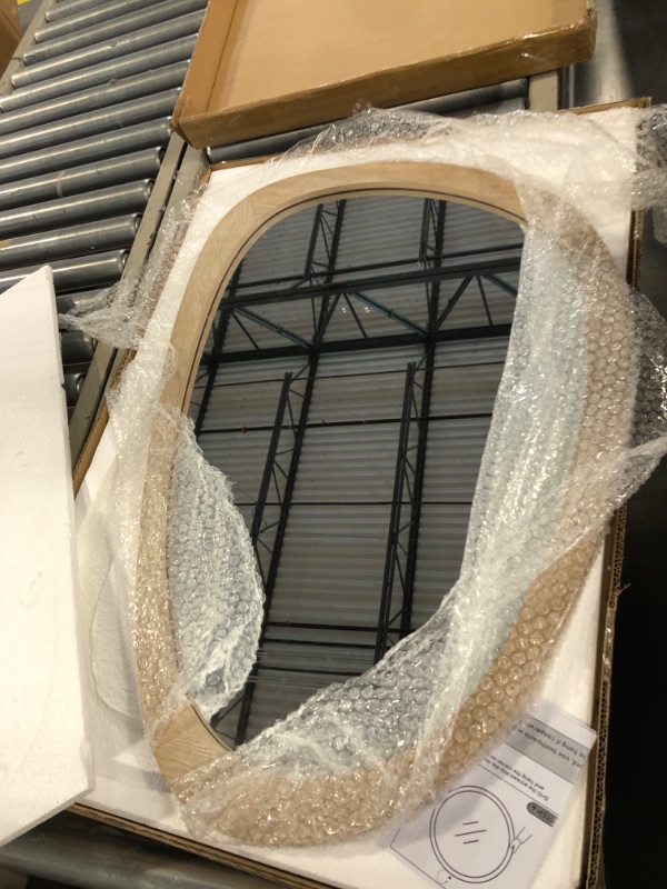 Photo 1 of Irregular Wall Mirror for Decor,Wood Asymmetrical Mirror Modern Large Vanity Bathroom Mirror,20 x 30 inch Unique Decorative Mirror for Entryway,Bedroom,Living Room,Washroom 20X30" Nature Wood