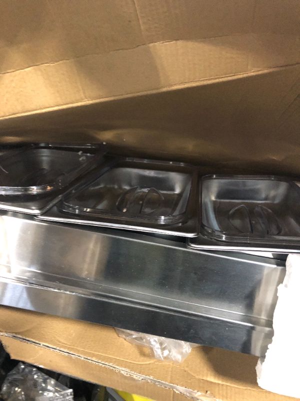 Photo 4 of ****USED***NEED TO BE CLEANED** NutriChef 3 Buffet Warmer Server Professional Hot Plate Food Warmer Station , Easy Clean Stainless Steel , Portable & Great for Parties Holiday & Events Max Temp 175F 3 Pot 3.5 Quart