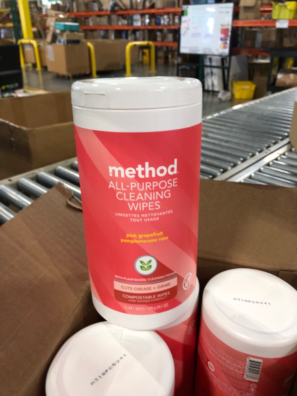 Photo 2 of Method All-Purpose Cleaning Wipes, Pink Grapefruit, Multi-Surface, Compostable, 70 Count (Pack of 6)