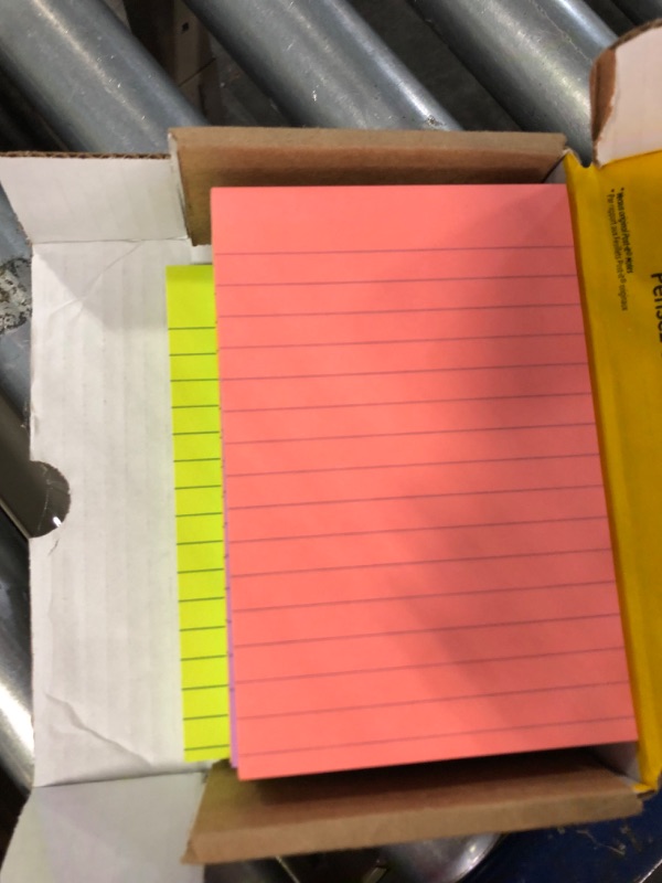 Photo 3 of Post-it Super Sticky Lined Notes, 5 Sticky Note Pads, 4x6 in, 2X the Sticking Power, School Supplies, Office Products, Sticky Notes for Vertical Surfaces, Monitors, Walls and Windows, Bright Colors