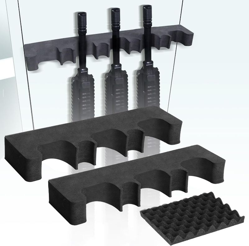 Photo 1 of 2 Pack  Rack for Gun Storage, Gun Safe Accessory for Rifles and Shotguns, Gun Holder in Gun Cabinet, Shotgun Rifle Rest, Foam Material with Magnetic Strip, Gifts for Hunters