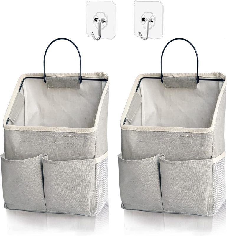 Photo 1 of 2 Pack Wall Hanging Storage Bag,Wall Hanging Organizer bags with Pockets, Wall Organizer Storage for Dormitory Bathroom Bedroom (Grey-upgraded)