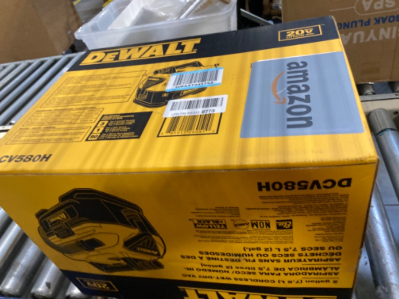 Photo 2 of ****NON FUNCTIONAL**** 
DEWALT 20V MAX Cordless Wet-Dry Vacuum, Tool Only (DCV580H),Black, Yellow, 17.10 Inch x 12.80 Inch x 12.30 Inch