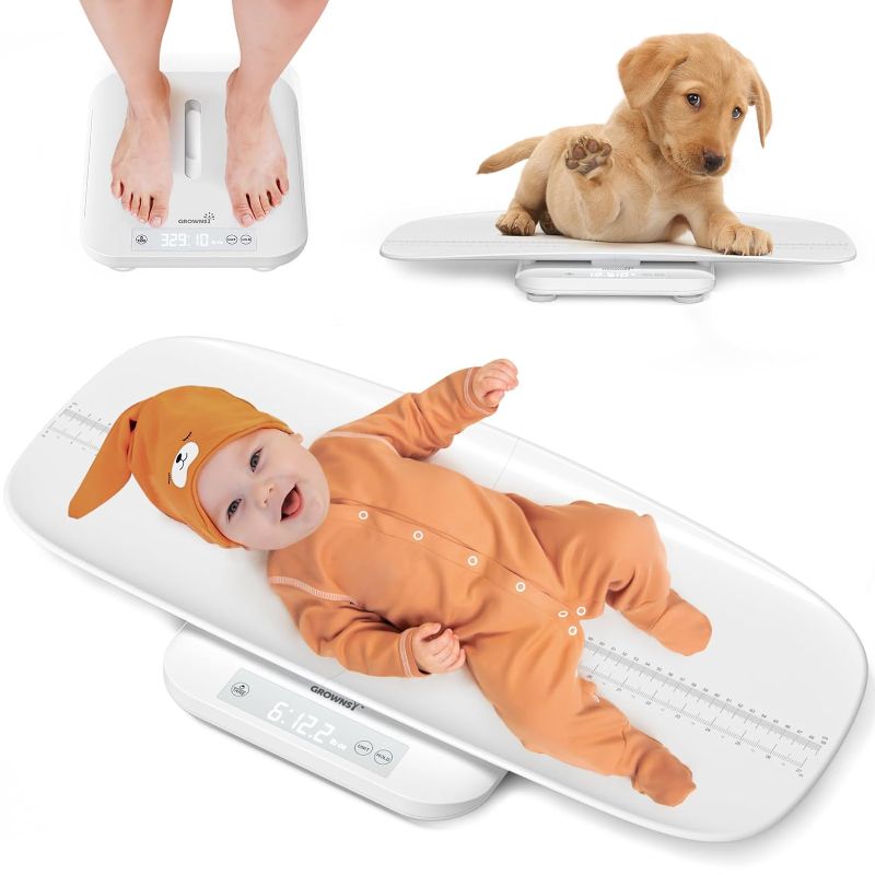 Photo 1 of GROWNSY Baby Scale, Multifunctional Baby Weight Scale, Pet Scale for Puppy, Cat, Adult Scale Up to 330lbs, Accurate Digital Scale with Hold Function, 27-inch Height Measurement, 5 Units, LED Screen
