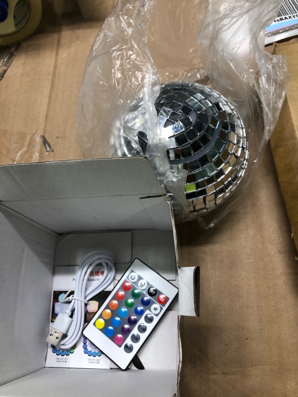 Photo 3 of 2 Pcs Disco Ball Floating Pool Lights 5 Inch Rechargeable Pool Lights Ball Waterproof Color Changing Floating LED Lights with Remote for Indoor Outdoor Glow Disco Party Float Decorations