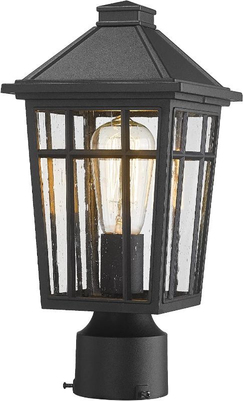 Photo 1 of Darkaway Large Outdoor Post Lights Lamp Post Light Fixture, 17inch Waterproof Aluminum Post Lamp with Glass, Fence Post Deck Lighting for Garden, Patio, Pathway (Large?Black) Black Large