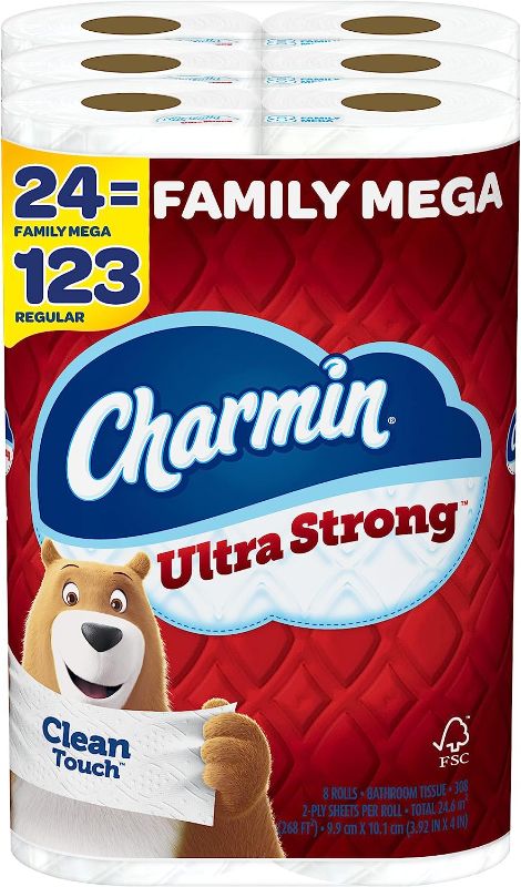 Photo 1 of Charmin Ultra Strong Clean Touch Toilet Paper, 24 Family Mega Rolls = 123 Regular Rolls
