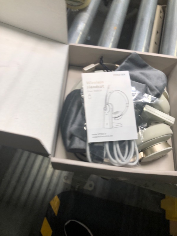 Photo 1 of Bluetooth Headset with Microphone, QCC Wireless Headphones with Mic Noise Cancelling & Mute/Charging Dock/Plug & Play USB Dongle, 26 Hrs On Ear Headphones for Phones/Laptop/PC/MS Teams/Zoom/Skype Gold Qualcomm V5.1
