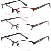 Photo 1 of 3 Pack Reading Glasses For Women Blue Light Metal Half Computer Readers