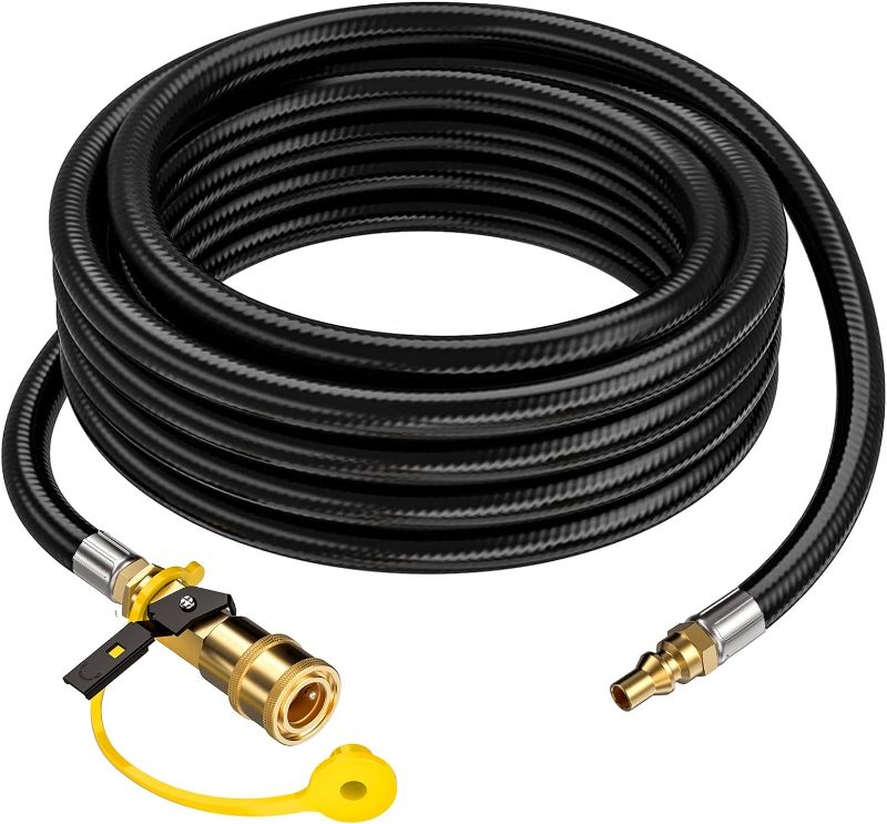 Photo 1 of 20 FT Quick Connect Propane Hose for RV to Grill, RV Propane Quick Connect Hose, Quick Disconnect Propane Hose Extension with 1/4"Safety Shutoff Valve for Grills, Griddles, Stove, Heater