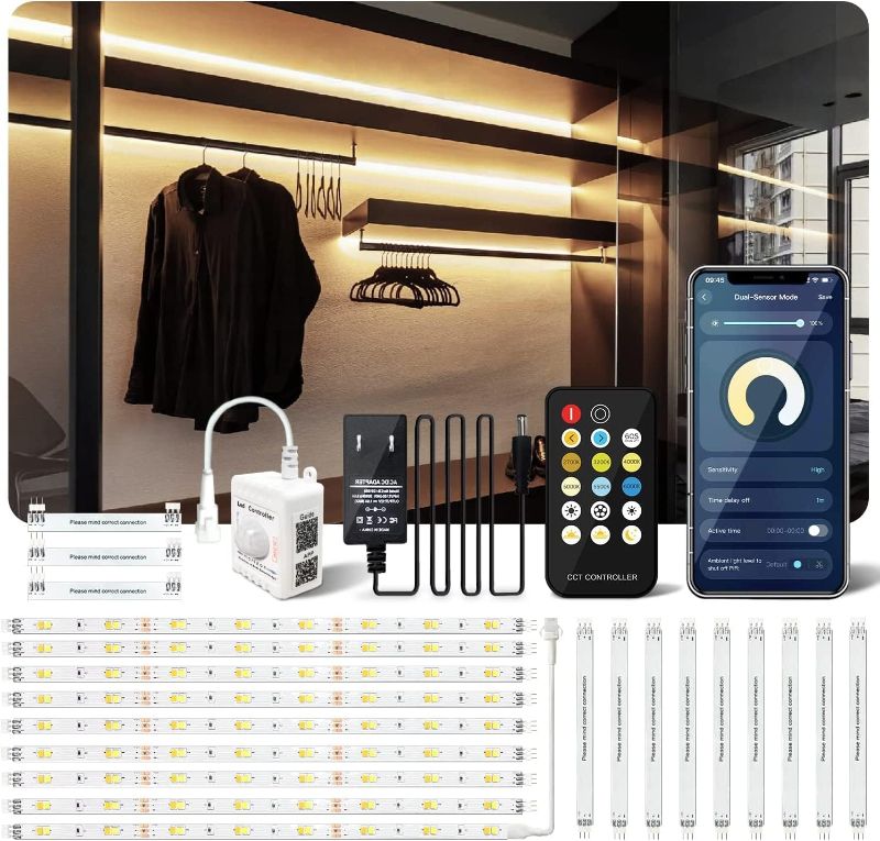 Photo 1 of GUPUP 10 pcs Under Cabinet Lighting Kit,20FT Available,APP&Remote Controll,Adapter,Extendable,3000K-6000K Dimmable(Warmwhite/White/Daylight),Under Strip for Under Cupboard,Counter,Closet