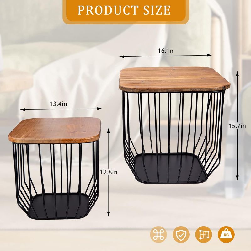 Photo 6 of ***product similar to the original photo*** Vipush Nesting Coffee Table Set of 2 End Table with Metal Frame Wooden Cocktail Table Tea Table for Living Room Dining Room Modern Style, Rustic Brown
