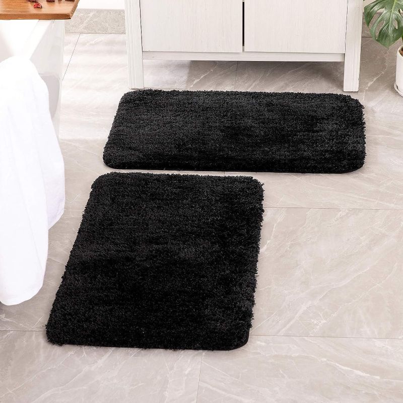 Photo 1 of ***THE MEASUREMENTS ARE UNKNOWN / ***product similar to the original photo*** Set of 2 Non Slip Shaggy Bathroom Rugs Extra Thick Soft Bath Mats Plush Microfiber Absorbent Water for Tub Shower Machine Washable