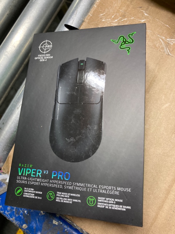 Photo 3 of ***MISSING PARTS***
Razer Viper V3 Pro Wireless Esports Gaming Mouse: Symmetrical - 54g Lightweight - 8K Polling - 35K DPI Optical Sensor - Gen3 Optical Switches - 8 Programmable Controls- 95 Hr Battery - Black