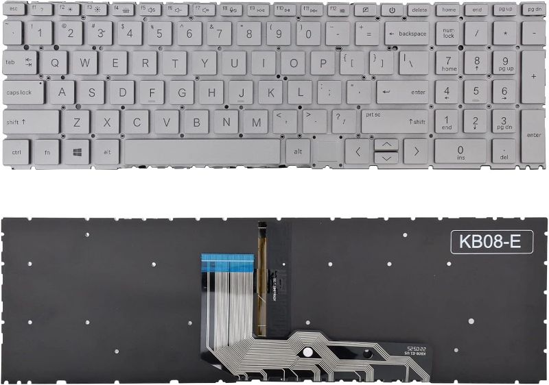 Photo 1 of TLBTEK Silver Keyboard Replacement with Backlight Compatible with HP Envy X360 15-ED 15-EE 15T-ED 15M-EE 15M-EE0013DX 15M-EE0023DX 15M-ED 15M-ED0023DX 15Z-EE,Envy 17-CH 17m-CH 17-CG Series Laptop
