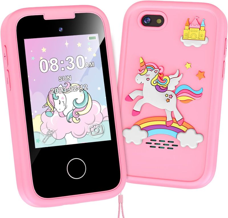 Photo 1 of ****USED** Kids Smart Phone Toys for Girls, Christmas Birthday Gifts for 3-10 Year Old Girl Boy Kids Toys, 2.8" Touchscreen Toddler Learning Cell Toy Phone with Dual Camera, Game, Music Player, 8G SD Card (Pink)
