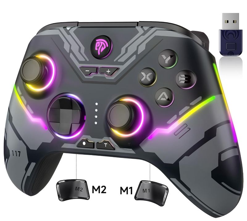 Photo 1 of EasySMX X15 PC Controller - Enhanced Wireless Bluetooth Controller with Hall Joysticks/Hall Triggers/RGB Lighting - No Stick Drift, No Dead Zone - Work for Windows PC, Android, Steam and Switch
